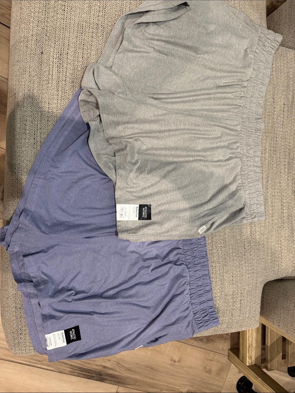 Athletic Works Women's Two-Pack Performance Shorts in Gray and Light Purple